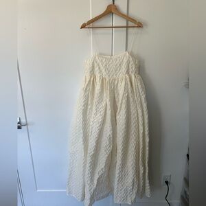 Cecilie Bahnsen Beth Linen Plissè Dress In White